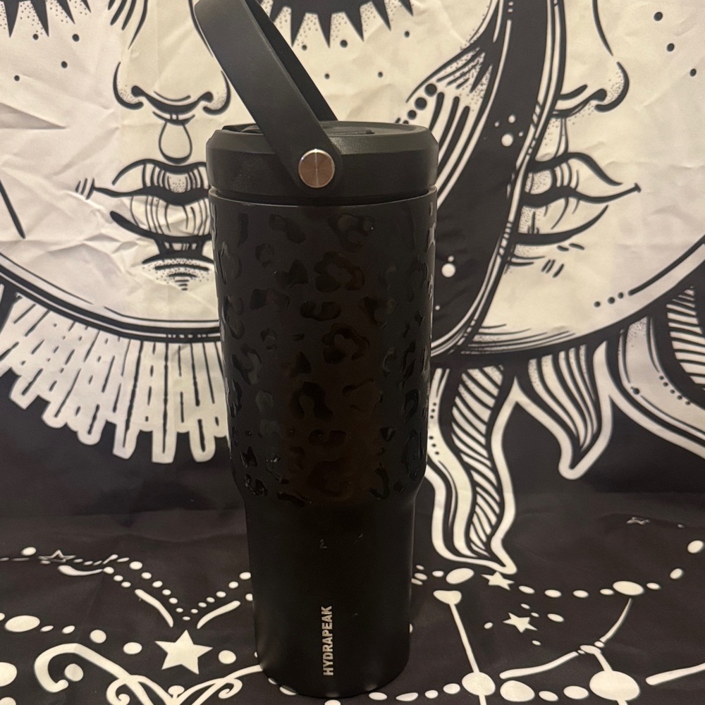 HydraPeak Black Leopard Stainless Tumbler with Handle